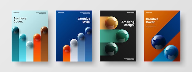 Fresh 3D spheres company identity layout collection