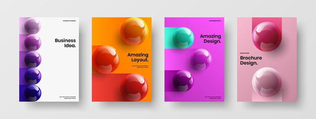 Vector fresh 3d spheres front page layout collection