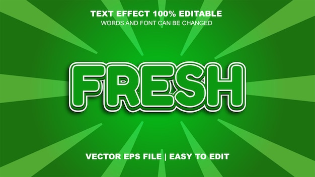 Fresh 3D text effect editable vector Eps