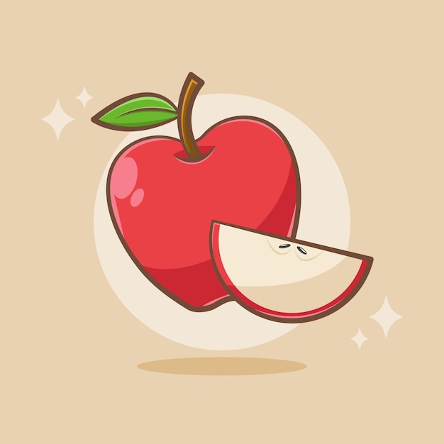 Illustrazione di cartone animato frutta mela fresca