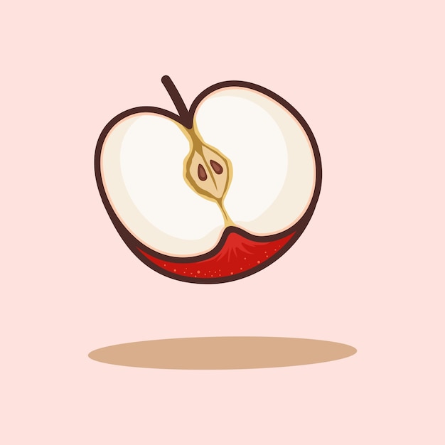 Vector fresh apple fruit hand drawn cartoon illustration
