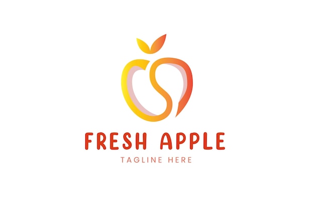 fresh apple initial letter s modern logo template
