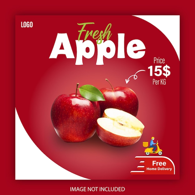 Vector fresh apple sale post banner ad