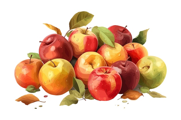 新鮮なりんご組成分離された背景漫画のベクトル図