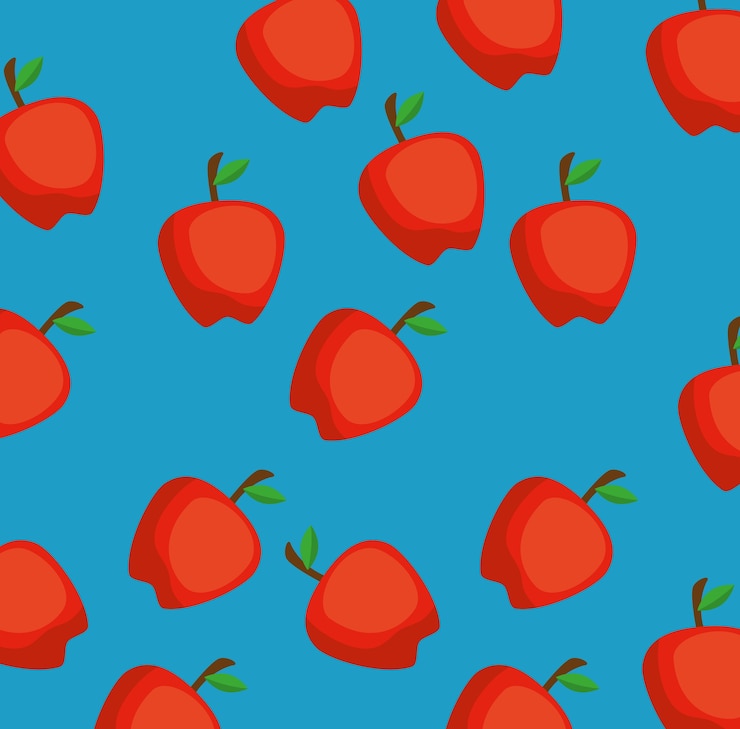 Vector fresh apples pattern background