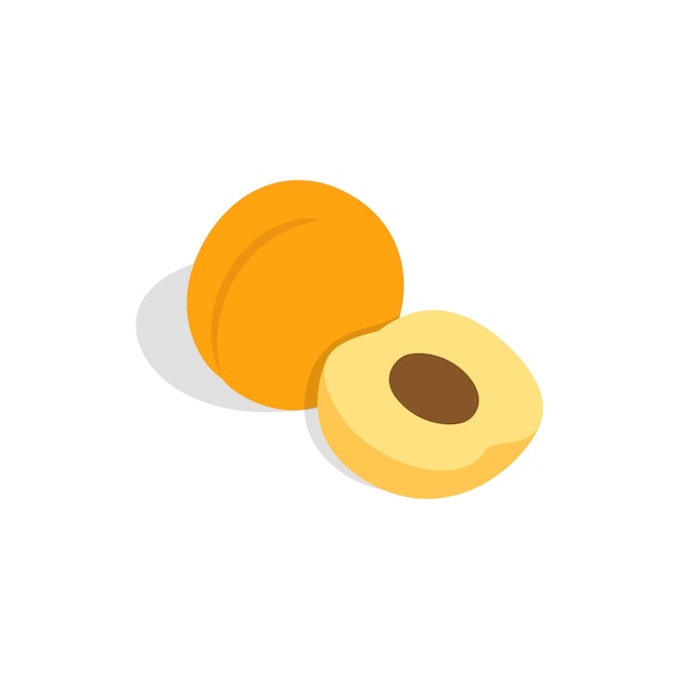 Vector fresh apricot fruits icon in isometric 3d style on a white background