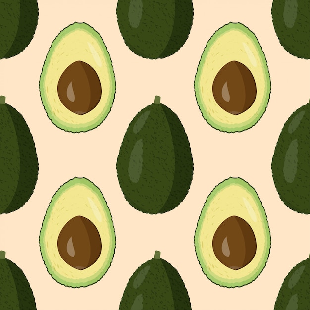 Vettore modello senza cuciture di avocado fresco.