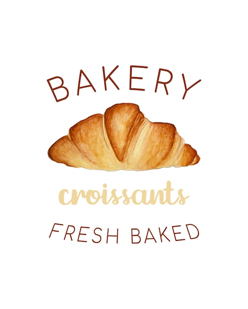 Fresh baked croissant, bakery symbol or logo template. French handmade bun. Local bakery vector