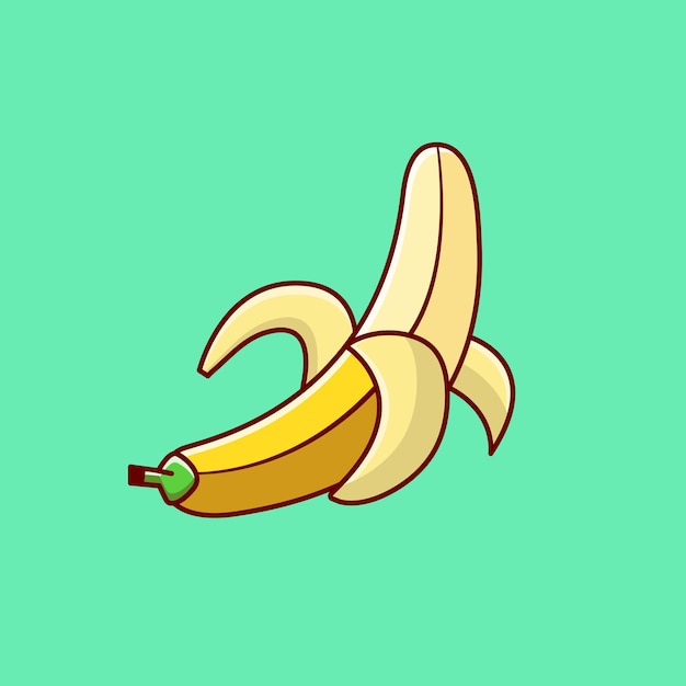 Banana fresca con illustrazione piatta vettoriale della pelle