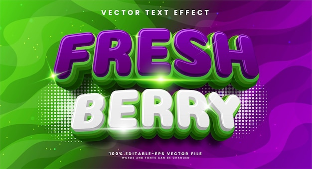 Редактируемый текстовый эффект fresh berry 3d подходит для тем свежего сока