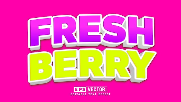 Fresh Berry 3d редактируемый вектор текстового эффекта с фоном