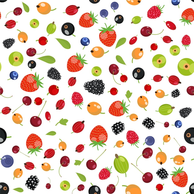 Fresh berry fruit seamless pattern