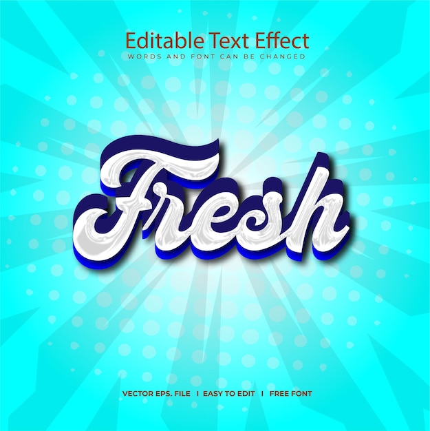 Fresh blue text effect Free Vector editable