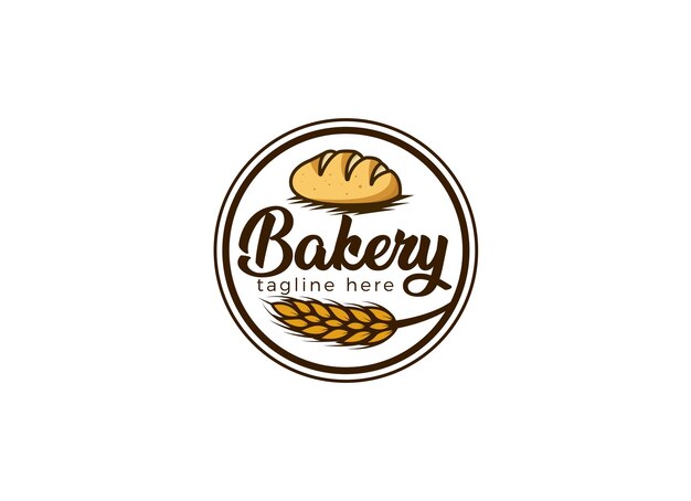 Pane fresco e concetto di design del logo da forno. logo della panetteria croissant