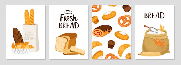 Fresh bread cards set