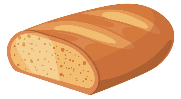 Vector fresh bread cutted half white bakery cartoon icon