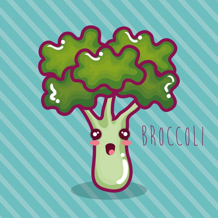 Vector fresh broccoli vegetable character 
