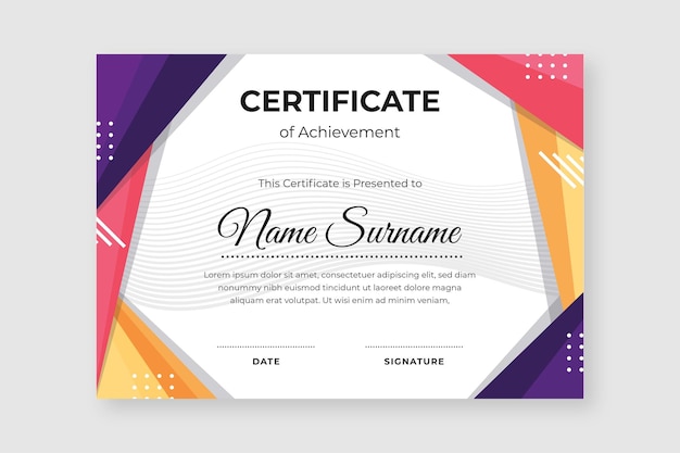 Fresh certificate of achievement template