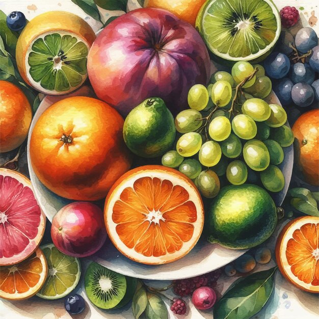 Fresh colorful mix of citrus fruits with lemons grapefruits limes as a still life