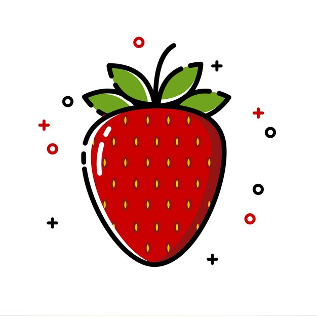 Vector fresh colorful strawberry fruit logo cartoon art illustration isolated white background