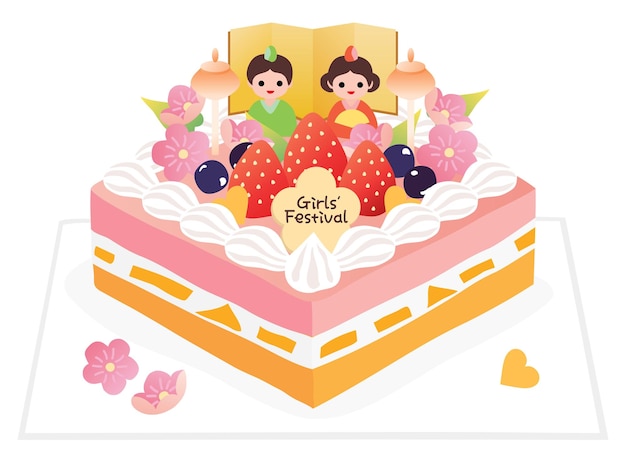 히나마쯔리의 생크림 딸기 케이크