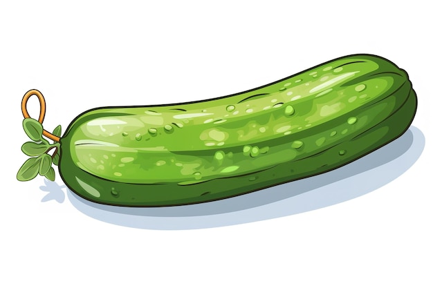 Fresh Cucumber Detailed Hand Drawn Illustration Vector Isolated