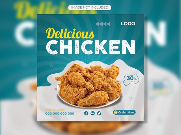 Fresh and delicious chicken social media post or instagram template premium vector