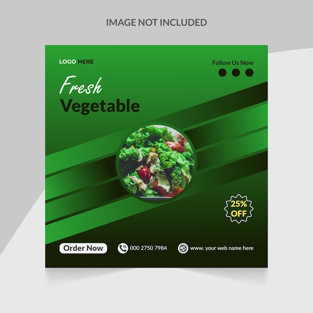 Fresh delicious restaurant food menu Instagram banner post or square social media post design