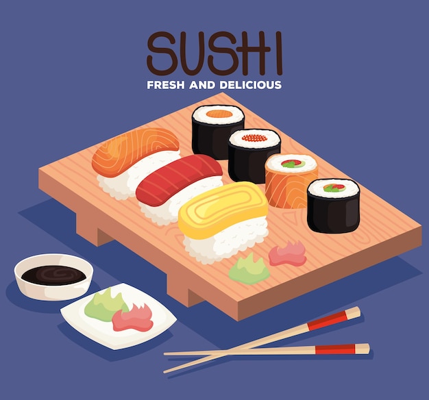 Vettore sushi fresco e delizioso