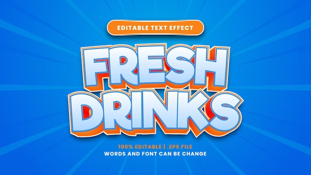 Fresh drink editable text effect in modern 3d style