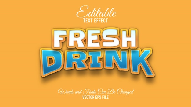 Vector fresh drink editable text effect