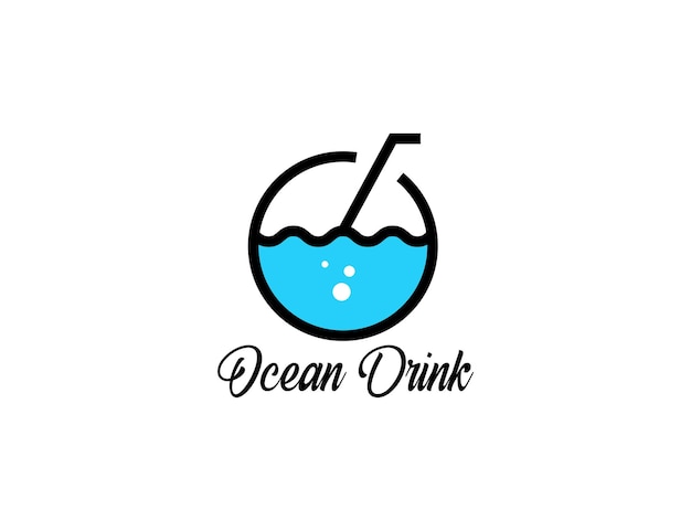 Illustrazione del logo della bevanda fresca con il concetto di oceano