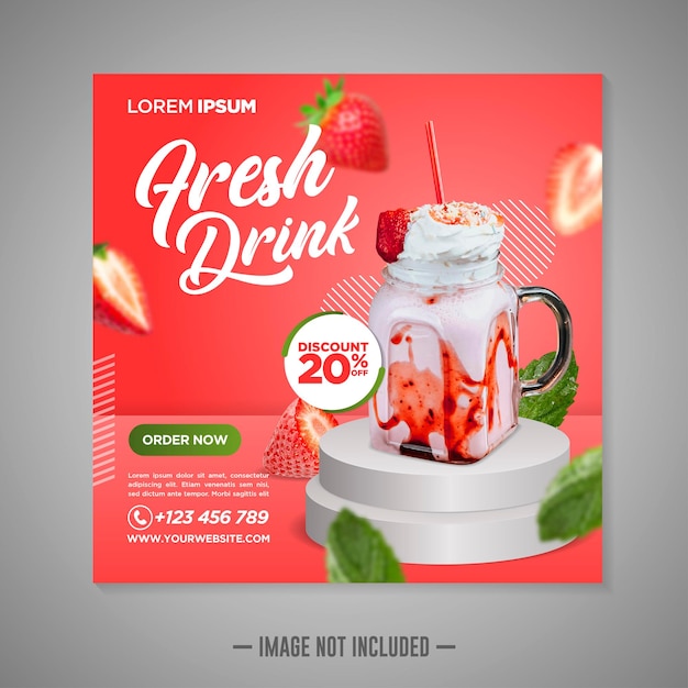 Fresh drink social media banner post template