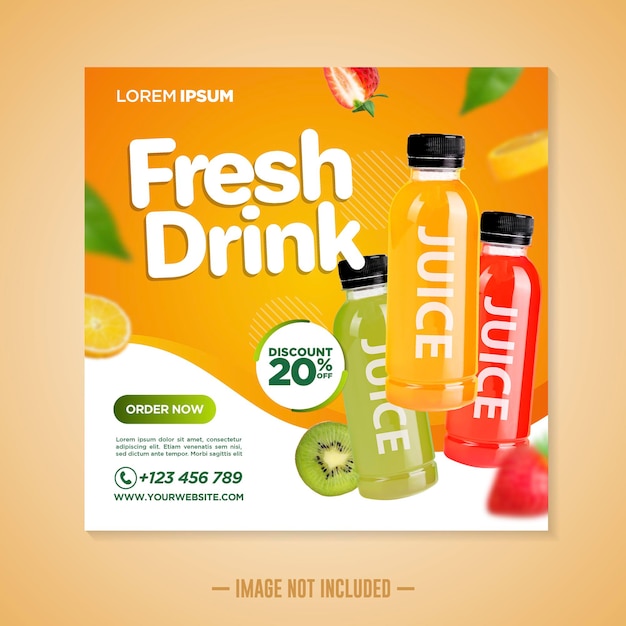 fresh drink social media banner template