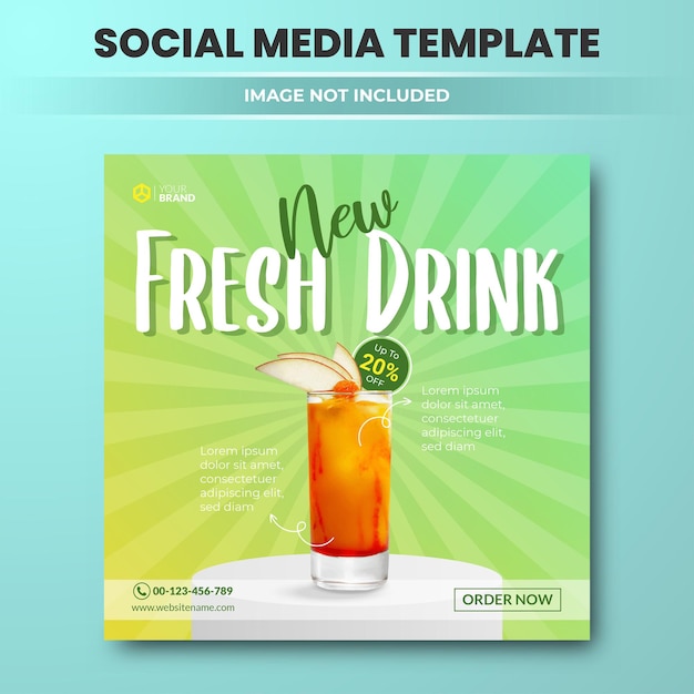 Fresh drink social media post template lemon tea poster for digital advertising social media post or web banner