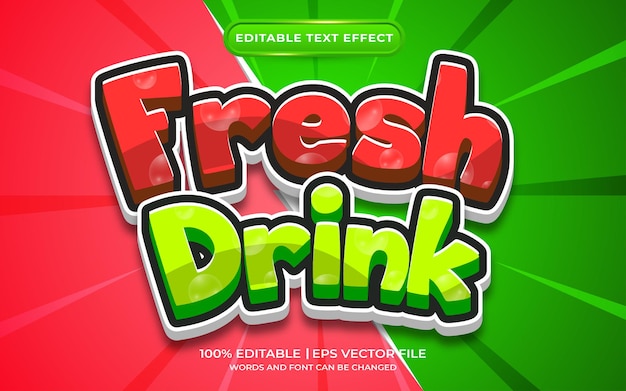 Vector fresh drink text effect template style