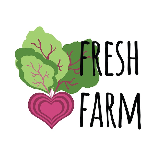 Vector fresh farm banner with cute abstract beetroot