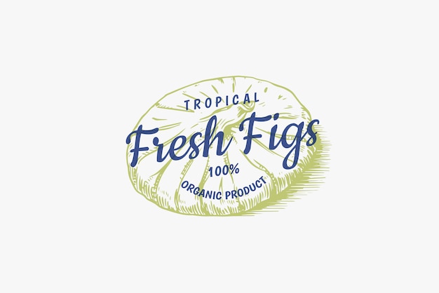 Fresh fig badge. Dried fruit Foliage label or logo. Detox spice.