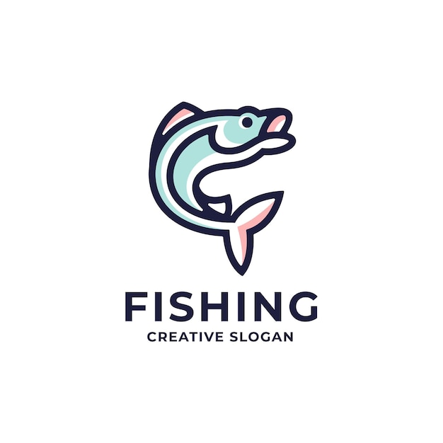 Fresh Fish Modern Line Art Colorful Logo Template