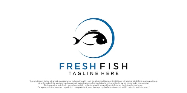 新鮮な魚のシールエンブレムのロゴ Premiumベクター
