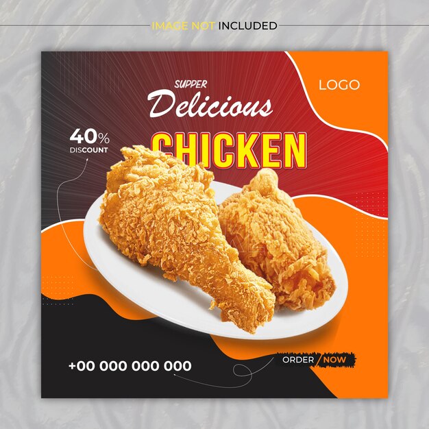 Vector fresh food chicken social media post template design