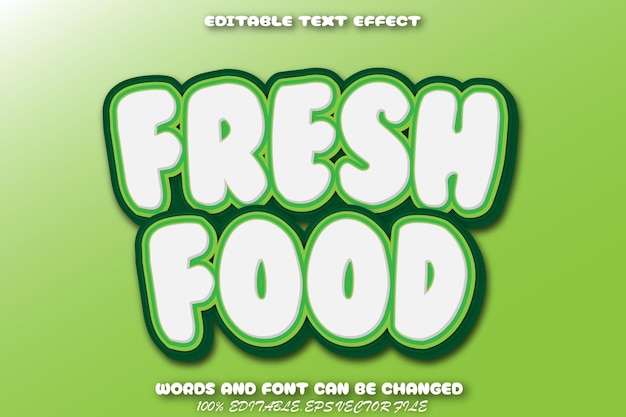 Fresh food editable text effect cartoon style