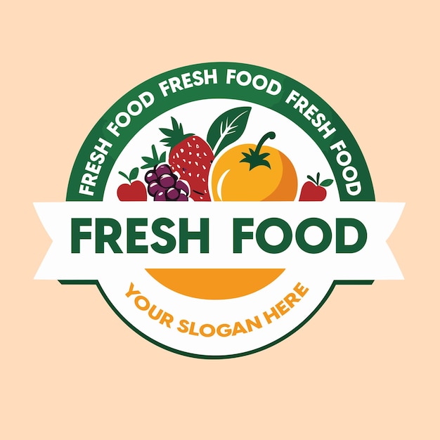 Vettore logo di alimenti freschi logo di alimenti frutta fresca