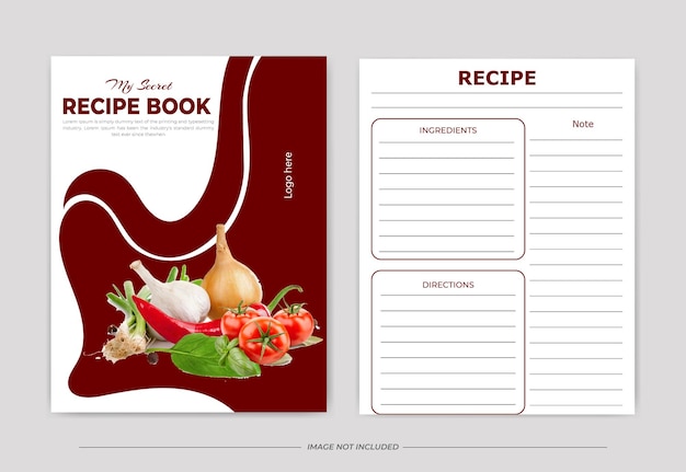 Vector fresh food recipe book design template for cookbook