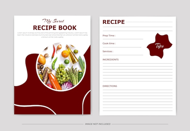 ベクトル フレッシュフードレシピブックデザインテンプレート - クックブック
