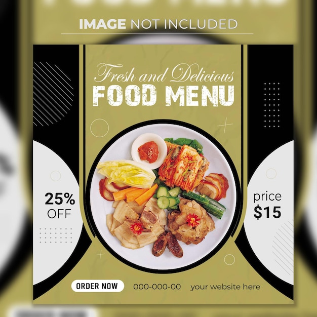 Vector fresh food social media post design template for business