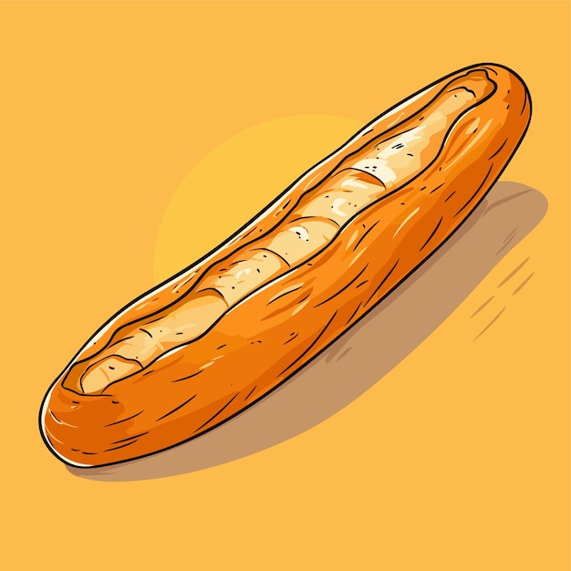 Fresh french baguette Long Loaf Bread Bakery for breakfast Vector illustration