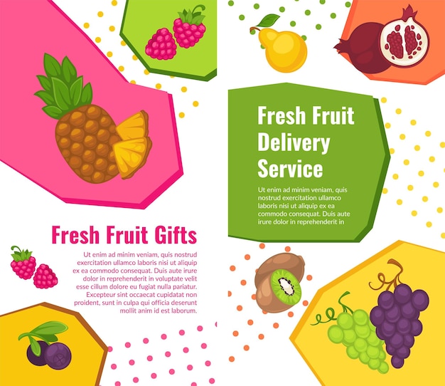 新鮮な果物の宅配サービス パイナップルとブドウ