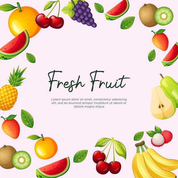 Vector fresh fruit frame background design