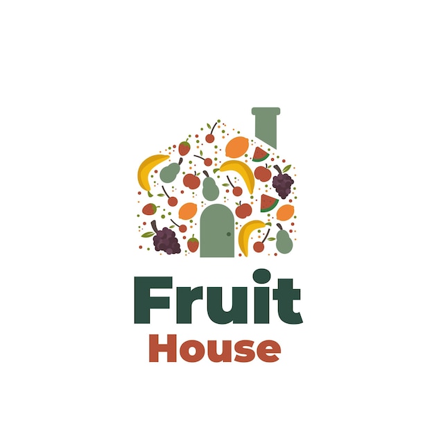 Logo dell'illustrazione della casa della frutta fresca